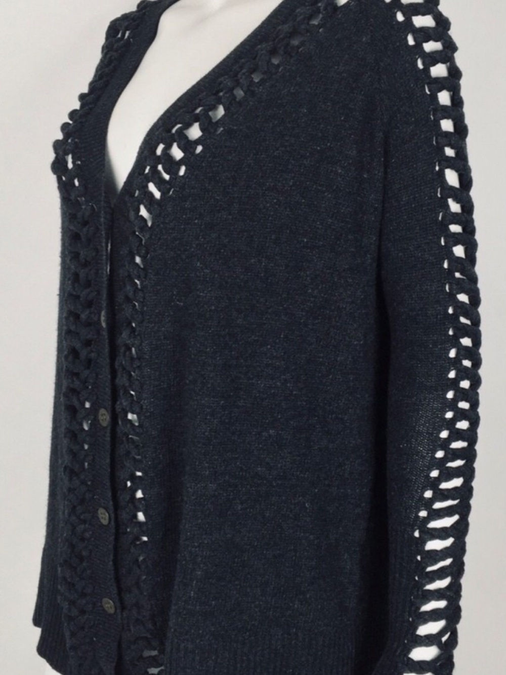 AllSaints Black Open-Stitch Cardigan